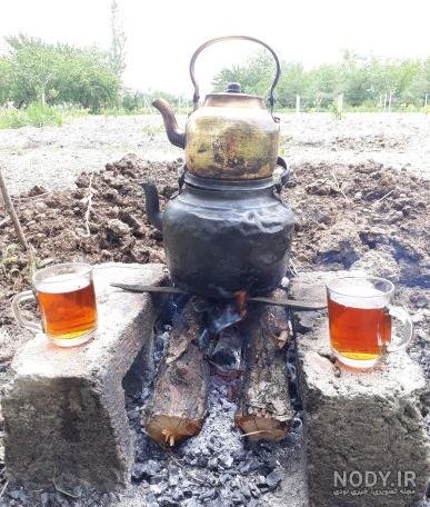  عکس چای آتیشی در شب