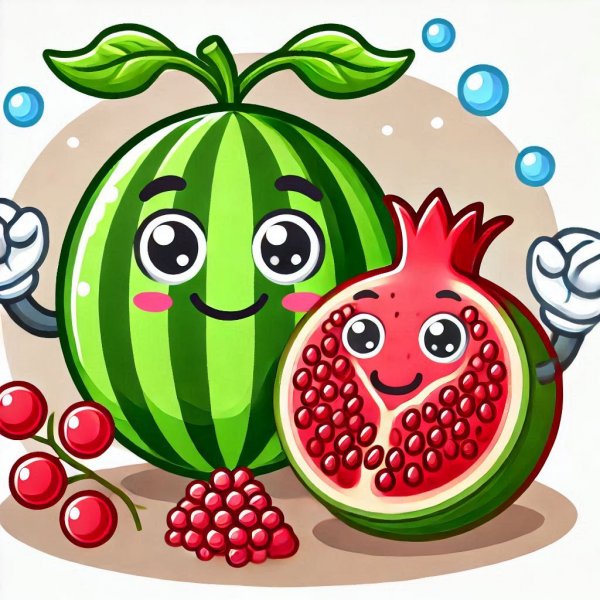 عکس هندوانه و انار برای شب یلدا کارتونی