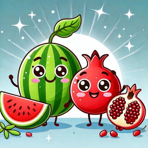  عکس هندوانه و انار برای شب یلدا کارتونی