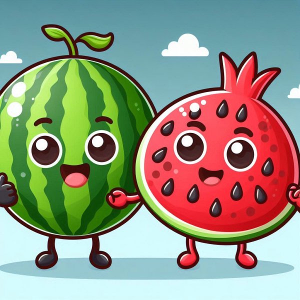  عکس هندوانه و انار برای شب یلدا کارتونی