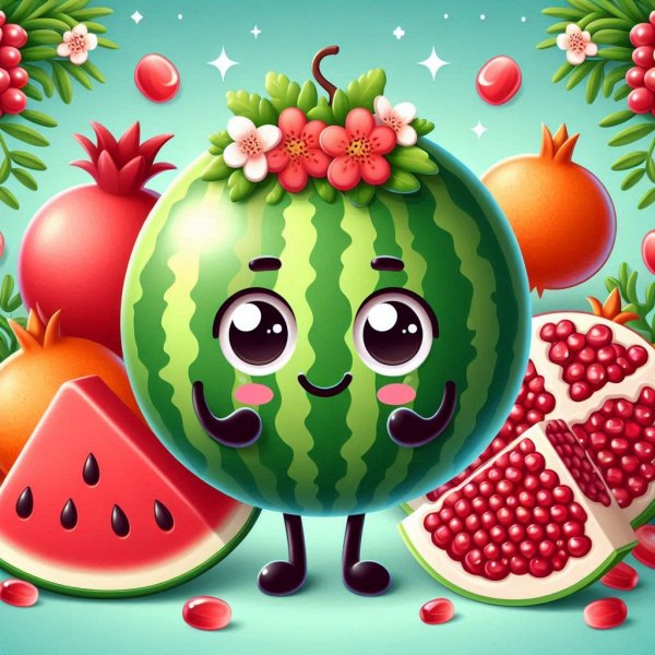  عکس هندوانه و انار برای شب یلدا کارتونی