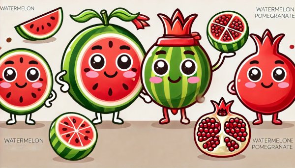  عکس هندوانه و انار برای شب یلدا کارتونی