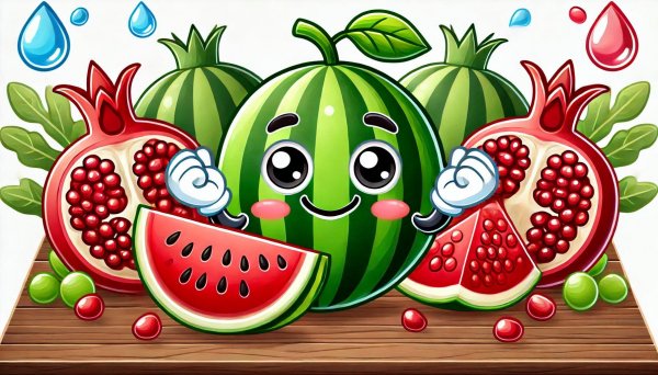  عکس هندوانه و انار برای شب یلدا کارتونی