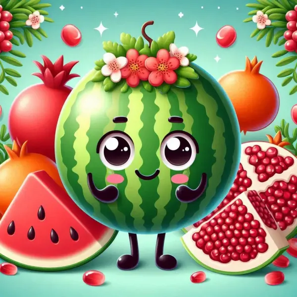  عکس هندوانه و انار برای شب یلدا کارتونی