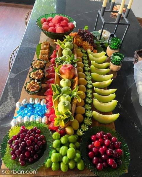  عکس تزیین میوه عروس و داماد