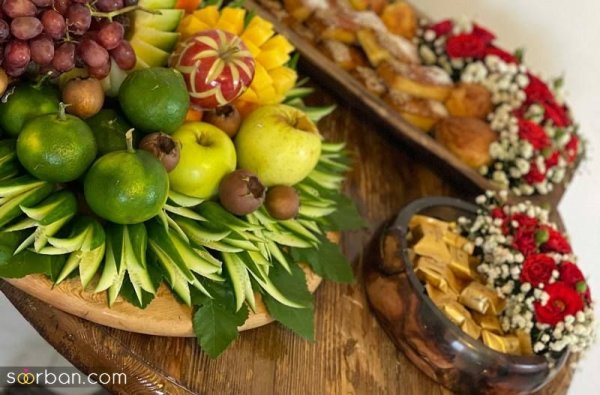  عکس تزیین میوه عروس و داماد