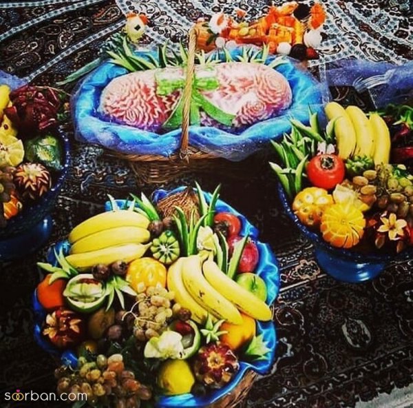  عکس تزیین میوه عروس و داماد
