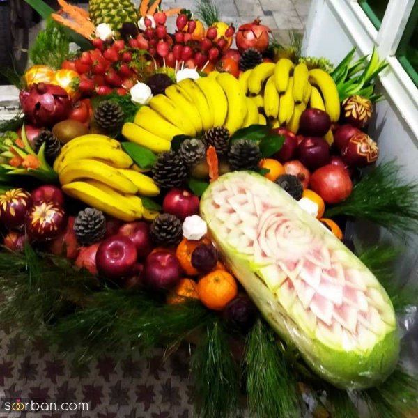  عکس تزیین میوه عروس و داماد