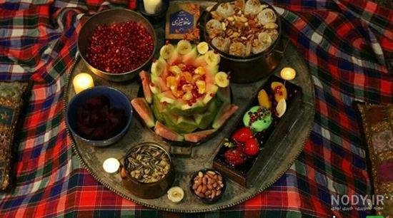 تزیین میوه شب یلدا در سینی