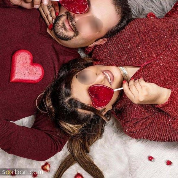 ژست عکس ولنتاین با کیک