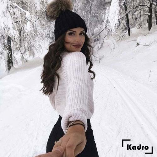  ژست عکاسی در برف اینستاگرام