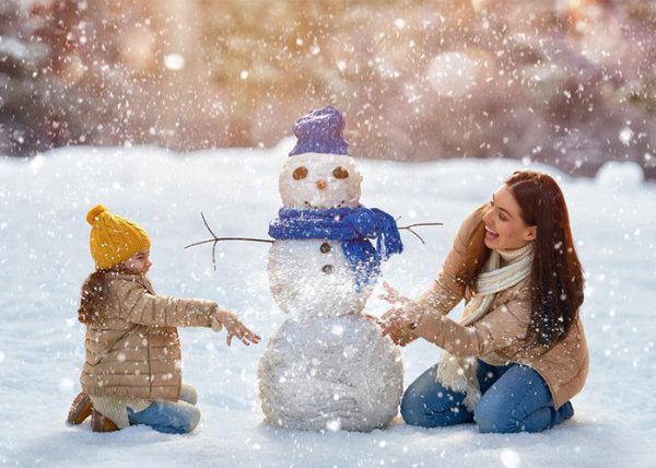  ژست عکس برفی بچه گانه