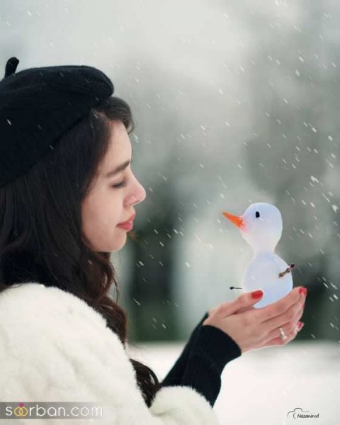  ژست عکس برفی عاشقانه