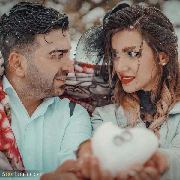  ژست عکس برفی عاشقانه