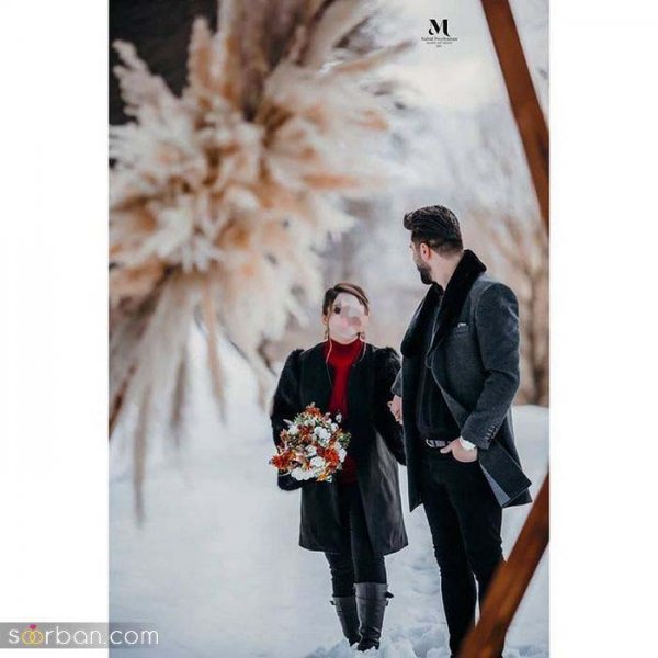  ژست عکس برفی عاشقانه