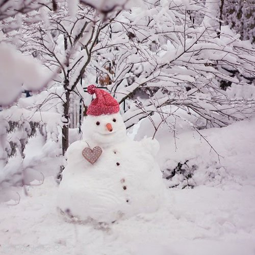 عکس آدم برفی در شب