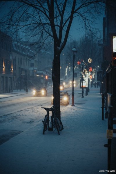  عکس برف در شب