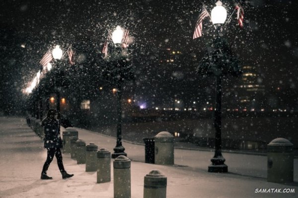  عکس برف در شب