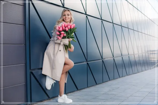  ژست عکس با باکس گل