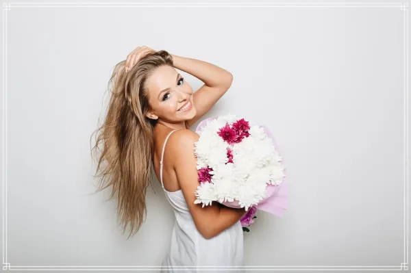  ژست عکس با باکس گل