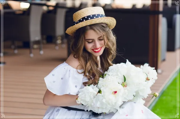  ژست عکس با باکس گل