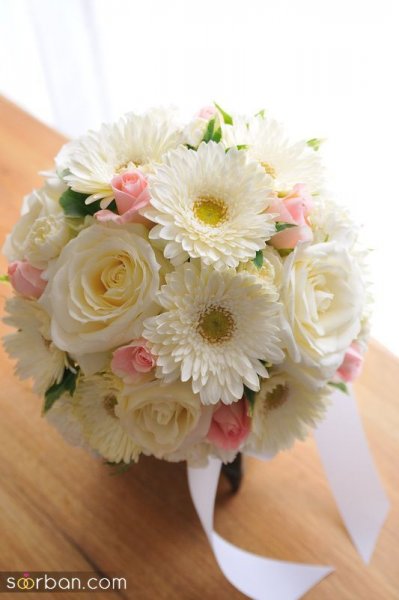 دسته گل عروس طبیعی رز