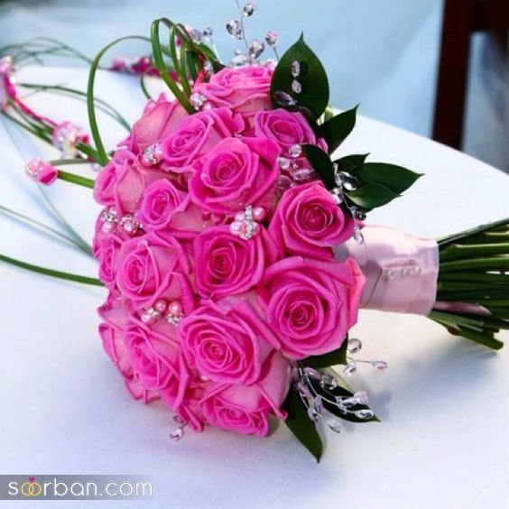 دسته گل عروس طبیعی رز