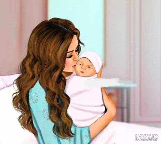  عکس مادر و دختر با حجاب کارتونی