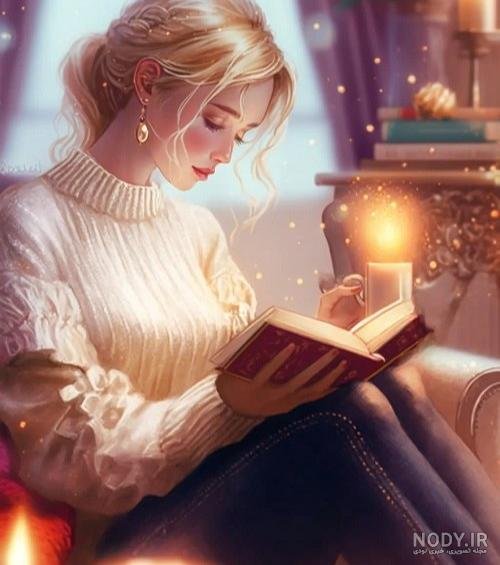  عکس دختر درحال درس خوندن فانتزی