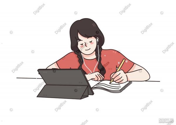  عکس دختر درحال درس خوندن فانتزی