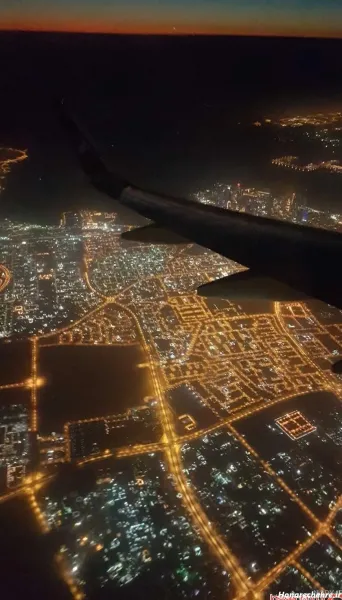  عکس از پنجره هواپیما در شب تهران