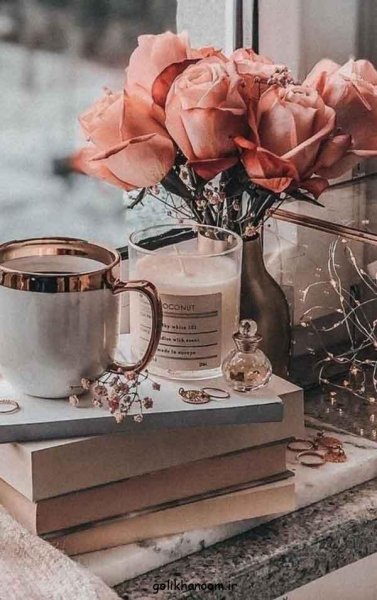  عکس پروفایل کتاب و گل و قهوه