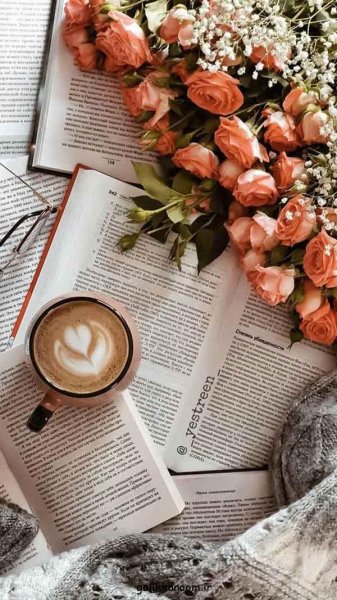  عکس پروفایل کتاب و گل و قهوه