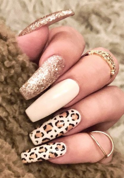  طرح ناخن پلنگی کرم قهوه ای