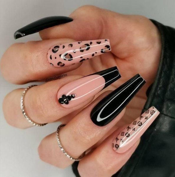  طرح ناخن پلنگی کرم قهوه ای