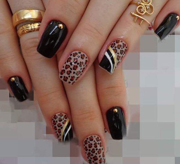  طرح ناخن پلنگی کرم قهوه ای