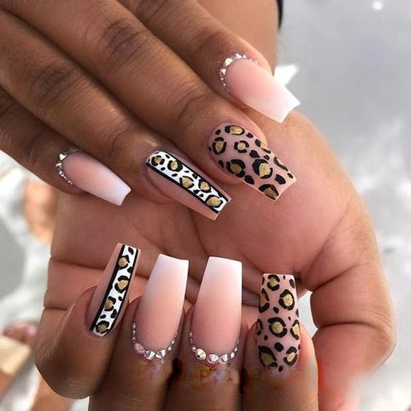  طرح ناخن پلنگی کرم قهوه ای