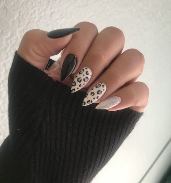  طرح ناخن پلنگی کرم قهوه ای