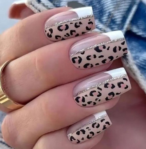  طرح ناخن پلنگی کرم قهوه ای