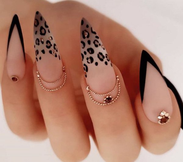  طرح ناخن پلنگی کرم قهوه ای