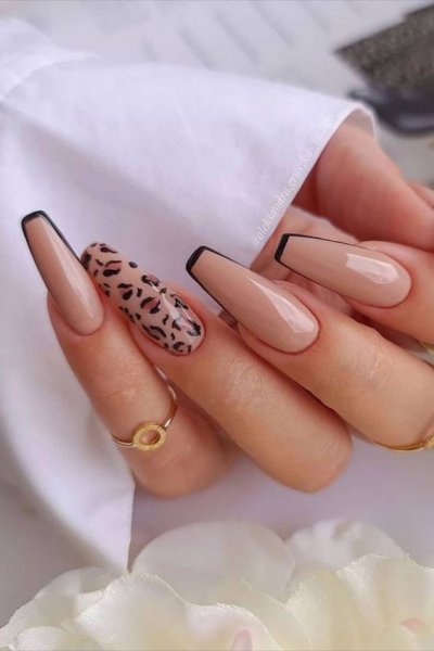  طرح ناخن پلنگی کرم قهوه ای