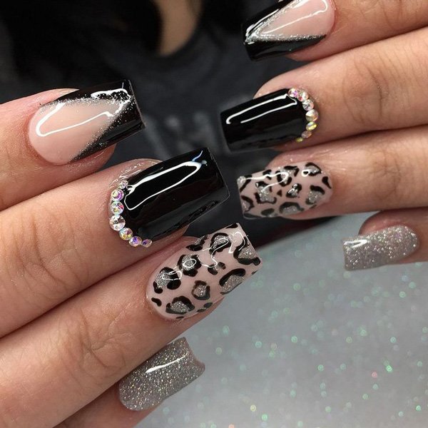  طرح ناخن پلنگی کرم قهوه ای