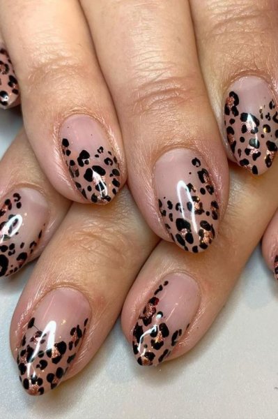  طرح ناخن پلنگی کرم قهوه ای