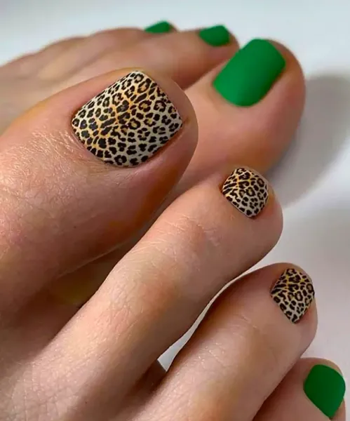  طرح ناخن پلنگی کرم قهوه ای پا