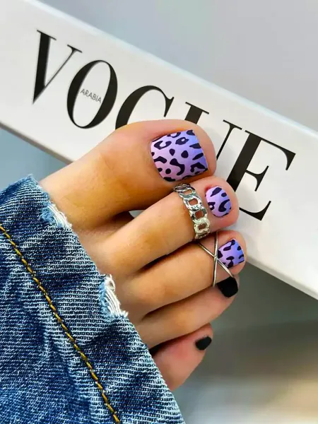  طرح ناخن پلنگی کرم قهوه ای پا