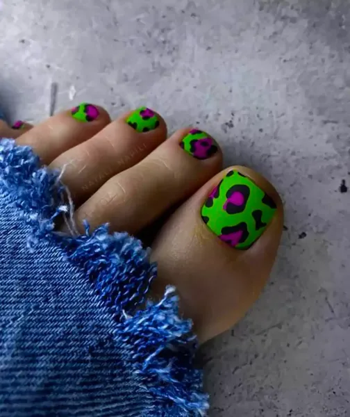  طرح ناخن پلنگی کرم قهوه ای پا