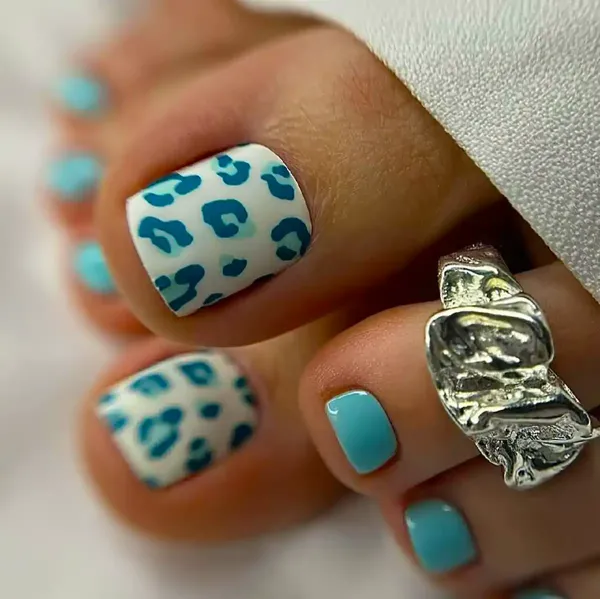  طرح ناخن پلنگی کرم قهوه ای پا