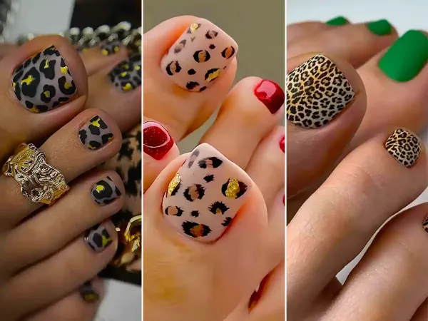  طرح ناخن پلنگی کرم قهوه ای پا