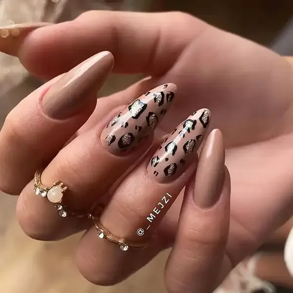  طرح ناخن پلنگی قهوه ای