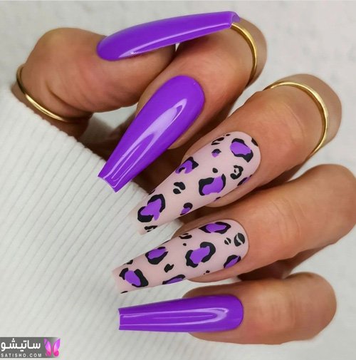  طرح ناخن پلنگی بنفش